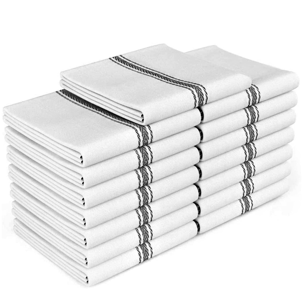Zeppoli classic kitchen towels 15-pack for quick, soft drying of dishes.