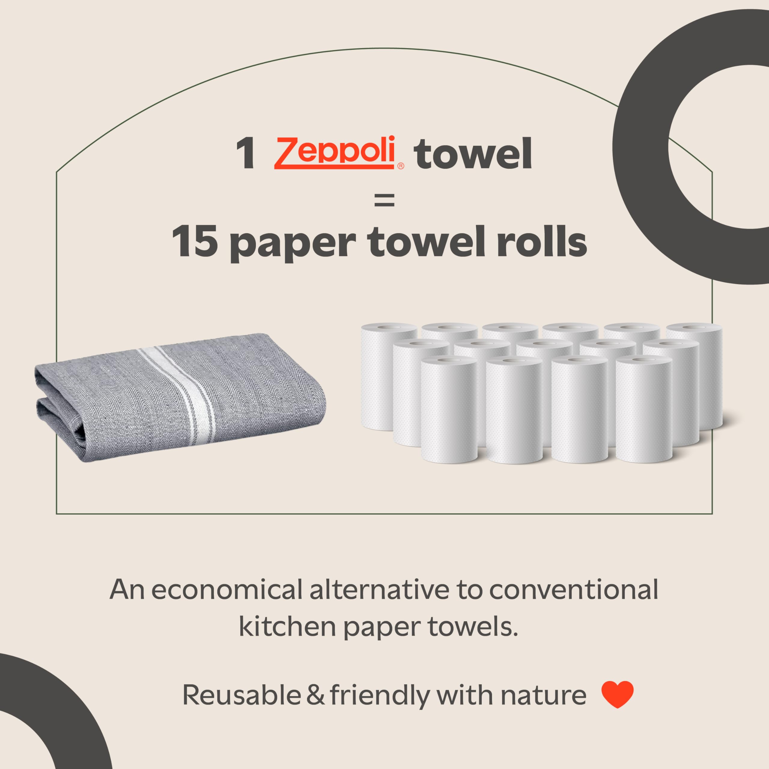 Zeppoli Classic Towels in black offer a sleek kitchen accent