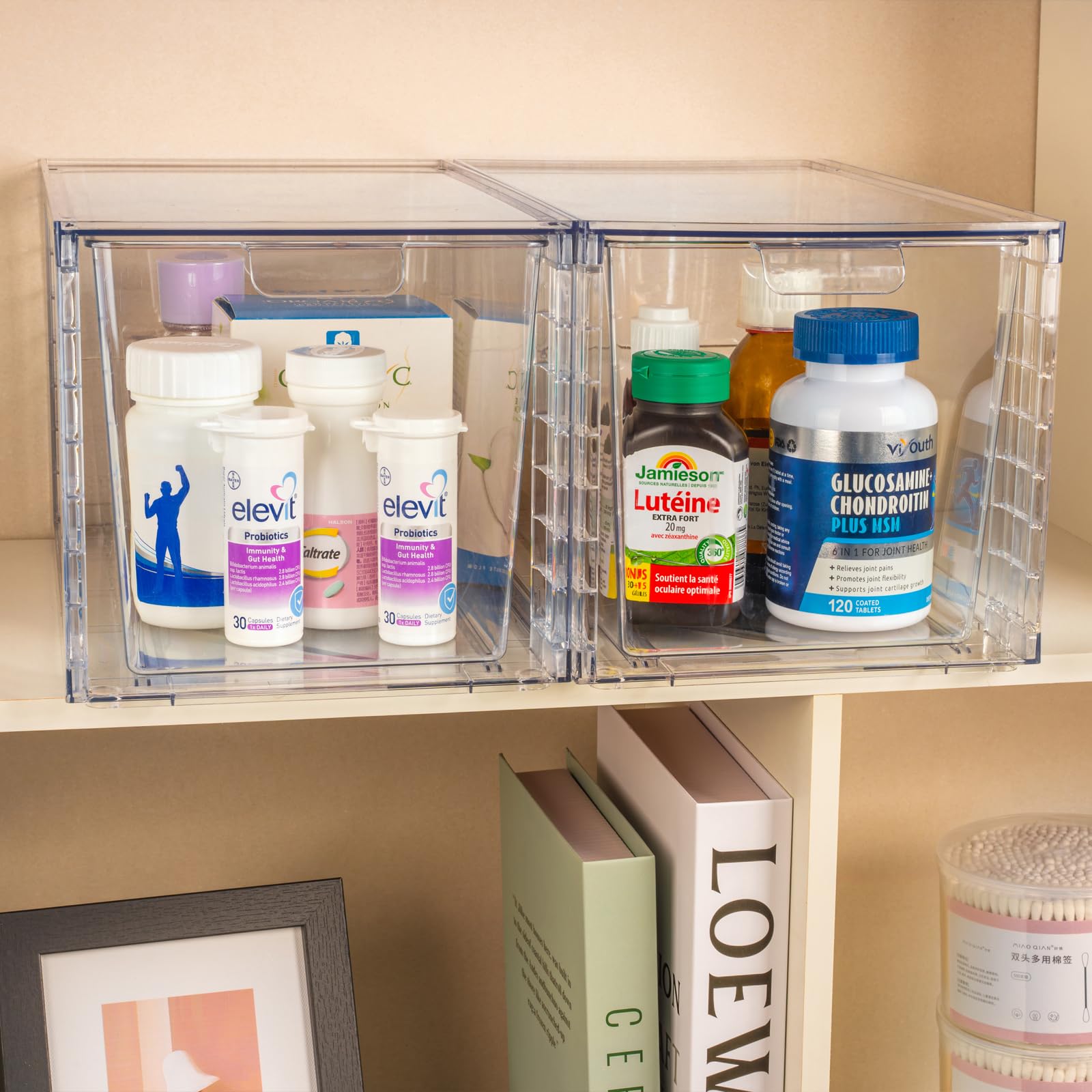 Zero Zoo 4Pack bottom-handle style drawer remains stable on shelves.