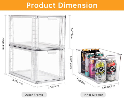 Zero Zoo 4Pack stackable drawers side view highlights easy access to bottom items.