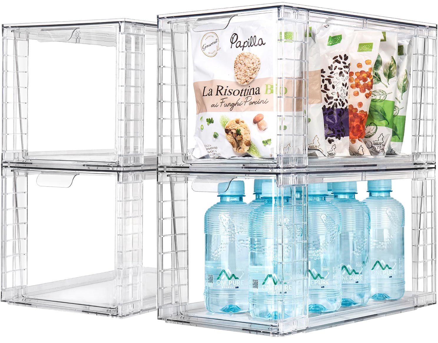 Zero Zoo 4Pack stackable drawers top view shows space-saving vertical storage.