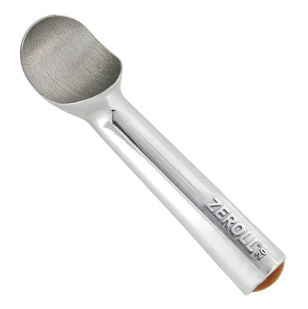 Zeroll ice cream scoop with heat-conductive handle for effortless scooping.