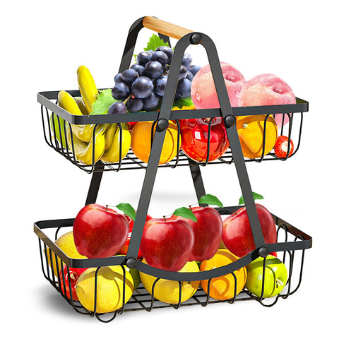 ZEROLUXE 2 tier fruit basket assembled on counter for space saving