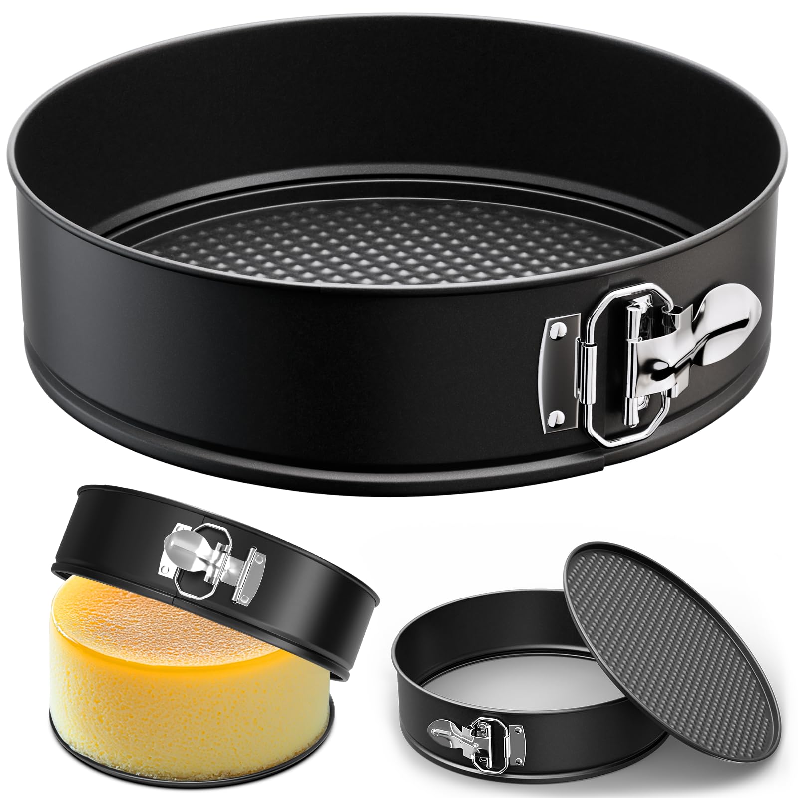 ZeroPone 10-inch springform pan with removable bottom for easy cheesecake release.