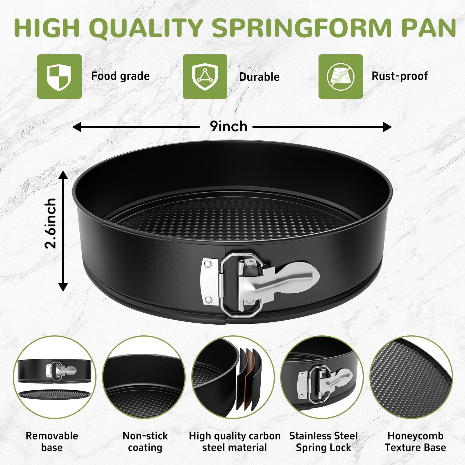 ZeroPone springform pan with non-stick coating for effortless detaching of baked desserts