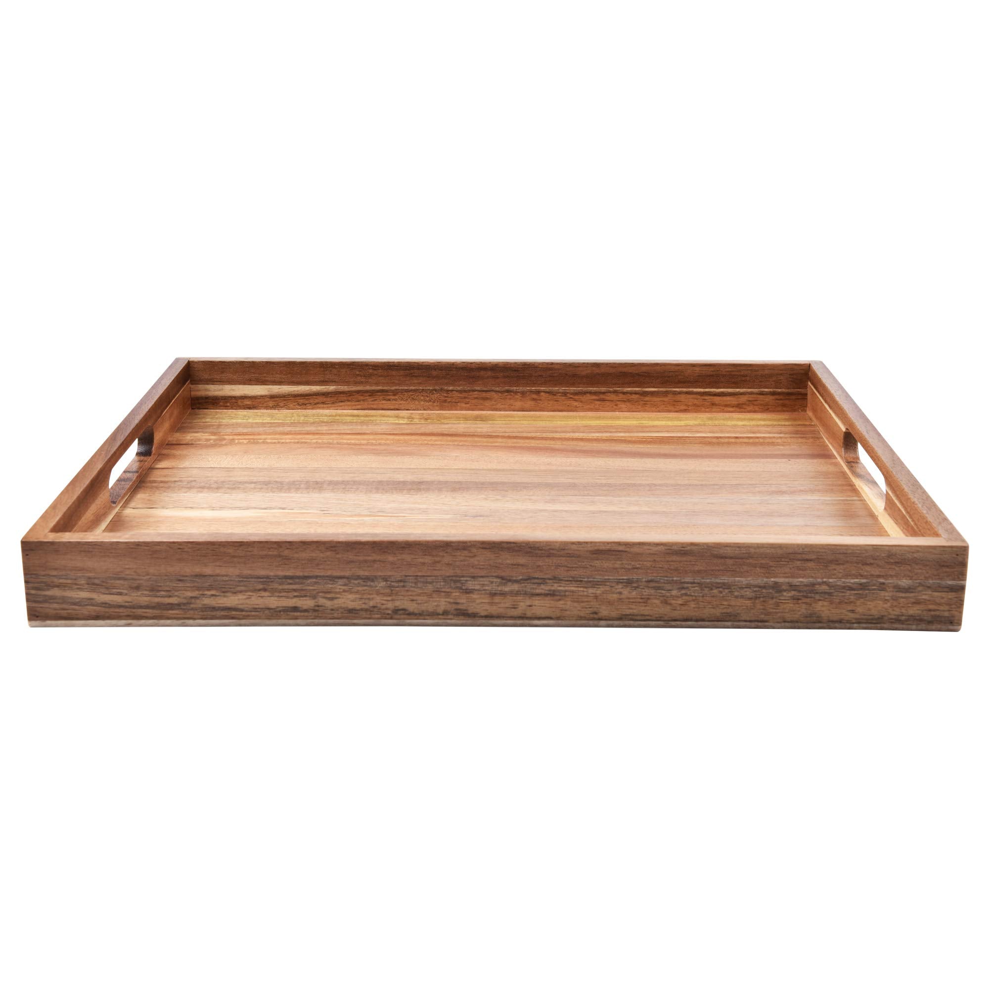 ZESPROKA ergonomic-handled acacia tray ideal for moving meals easily.