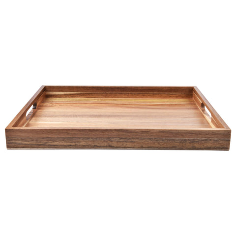 ZESPROKA ergonomic-handled acacia tray ideal for moving meals easily.