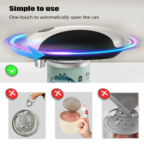 ZEUSORA electric can opener in action with one-touch operation