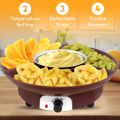 ZEVELOO fondue detachable tray helps organize toppings and reduce spills