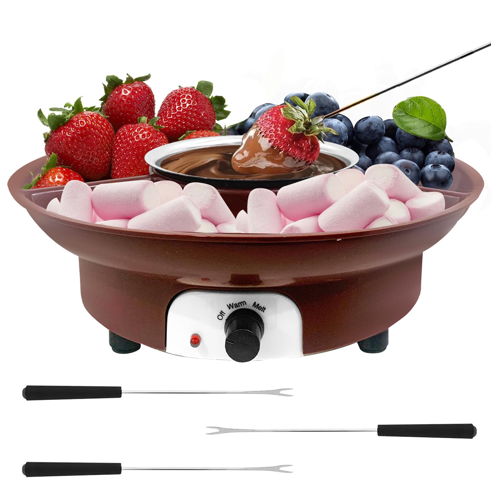 ZEVELOO fondue melting base with a 9-ounce bowl for quick dessert dipping