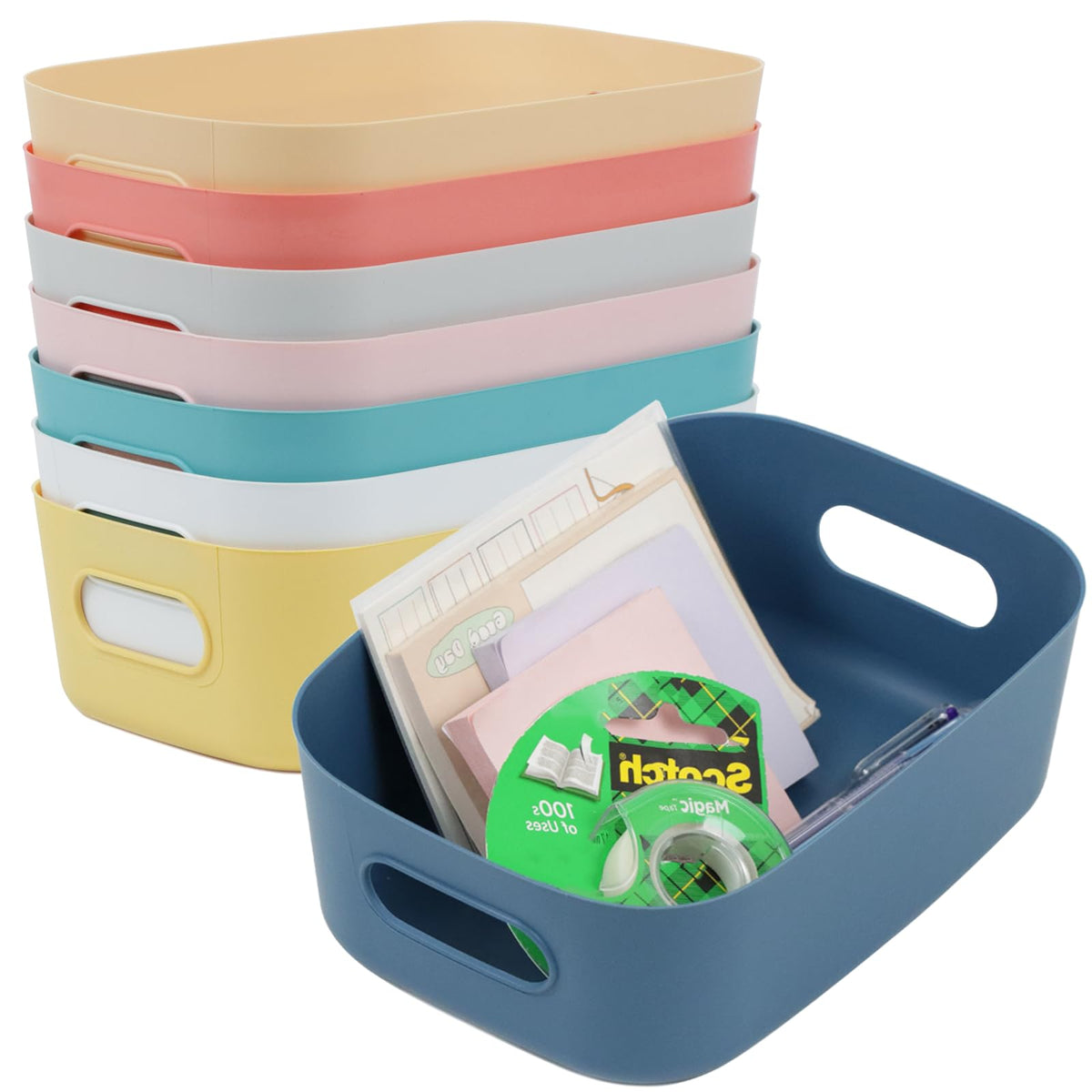 ZEXALOR 8-pack drawer bin closeup with smooth PP surface for safe storage