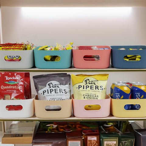 ZEXALOR 8-pack drawer bin pantry setup highlighting space-saving design