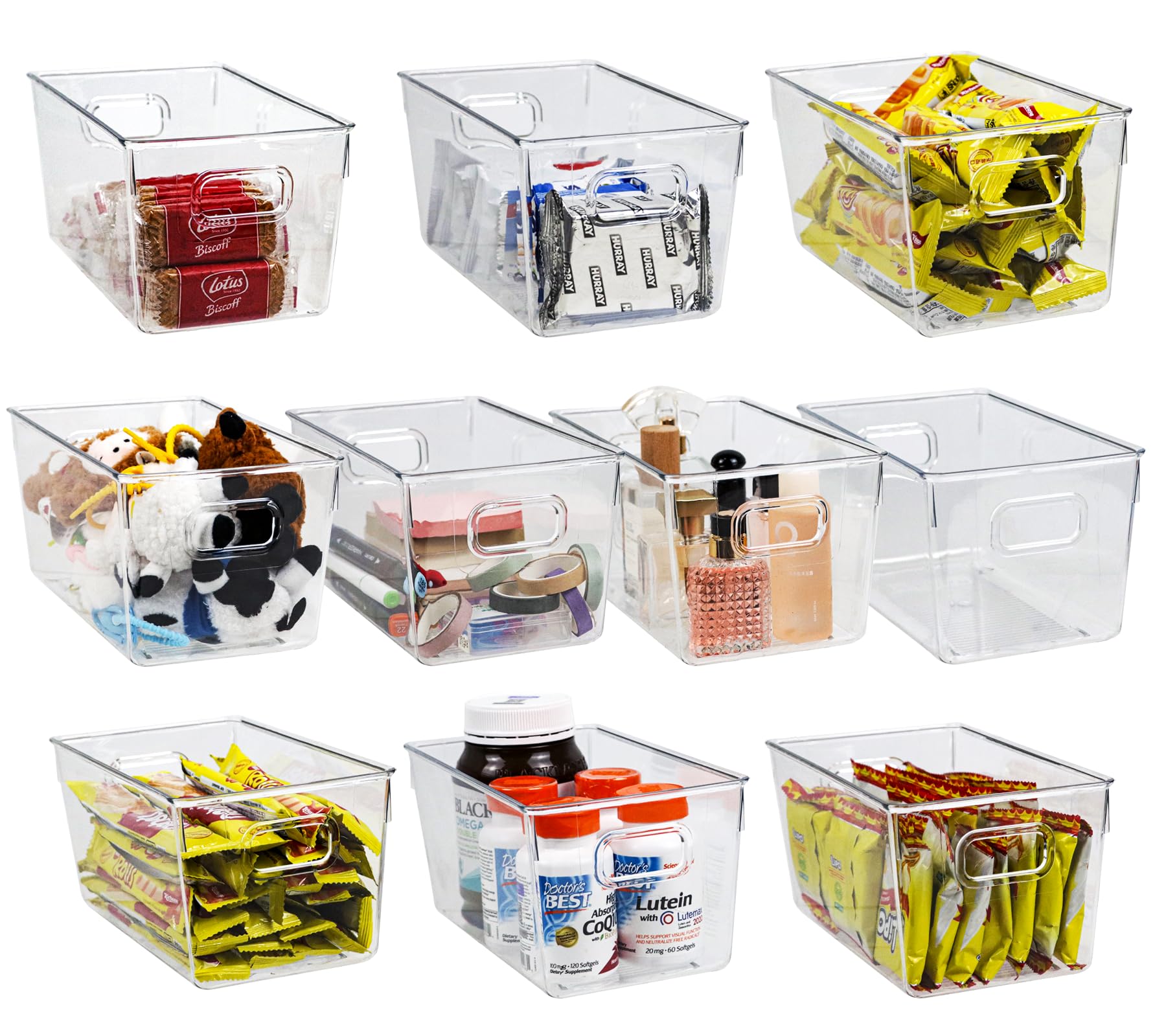 ZEXALOR stackable clear container fits neatly in cabinets.