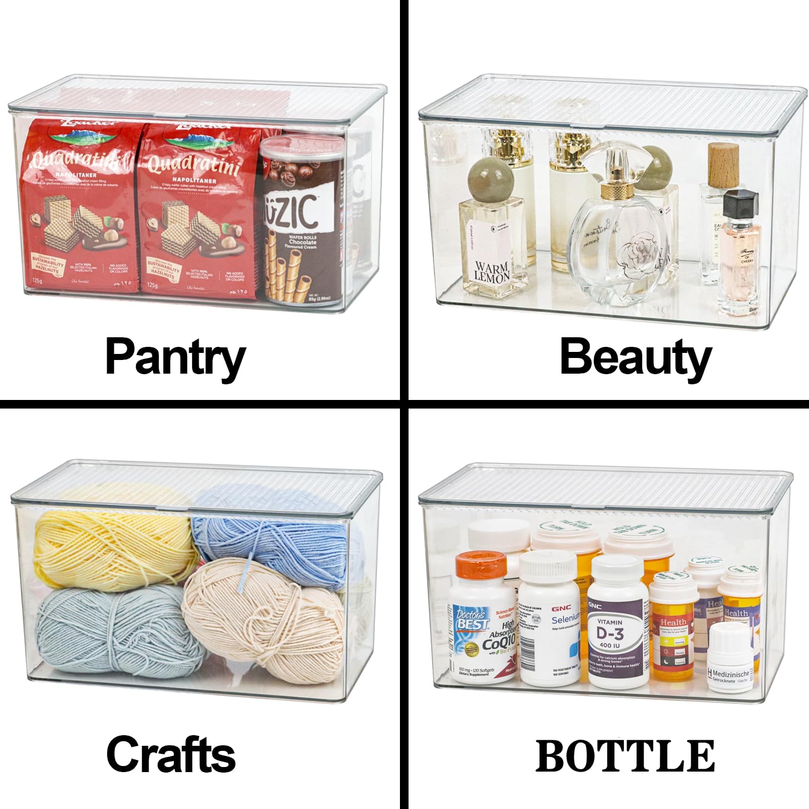 ZEXALOR transparent storage bin keeps kitchen essentials visible and accessible.