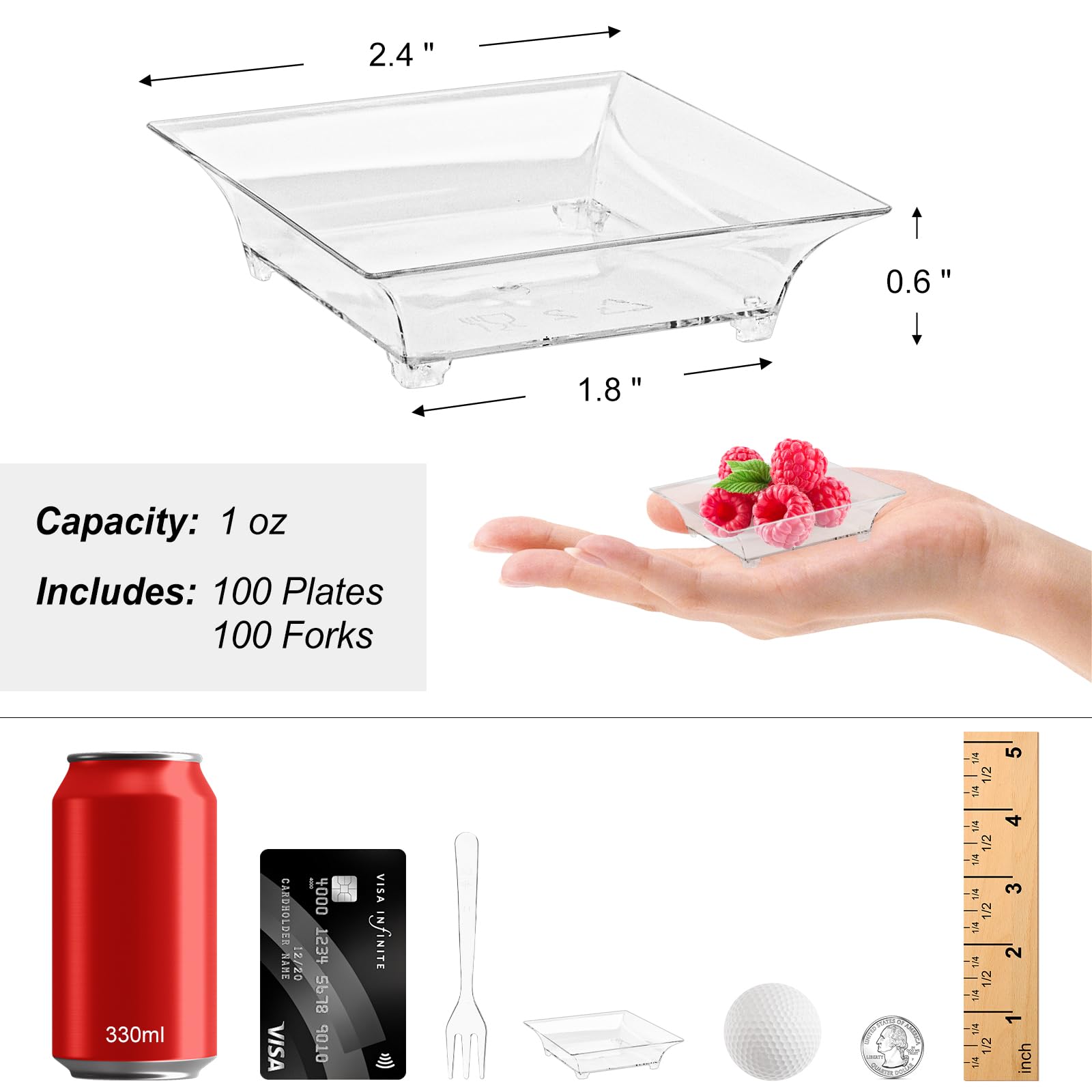 Zezzxu clear tasting forks accompany plates for easy single-portion appetizers.