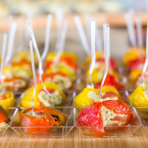 Zezzxu clear mini plates enhance dessert bar presentation.
