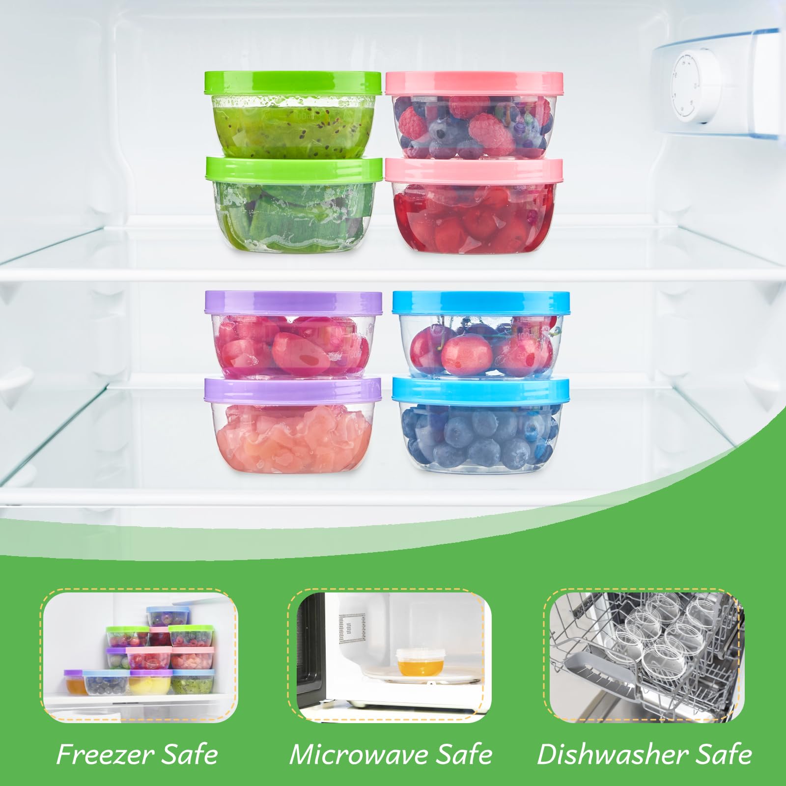 Zezzxu dishwasher-safe plastic jars for simple cleaning.