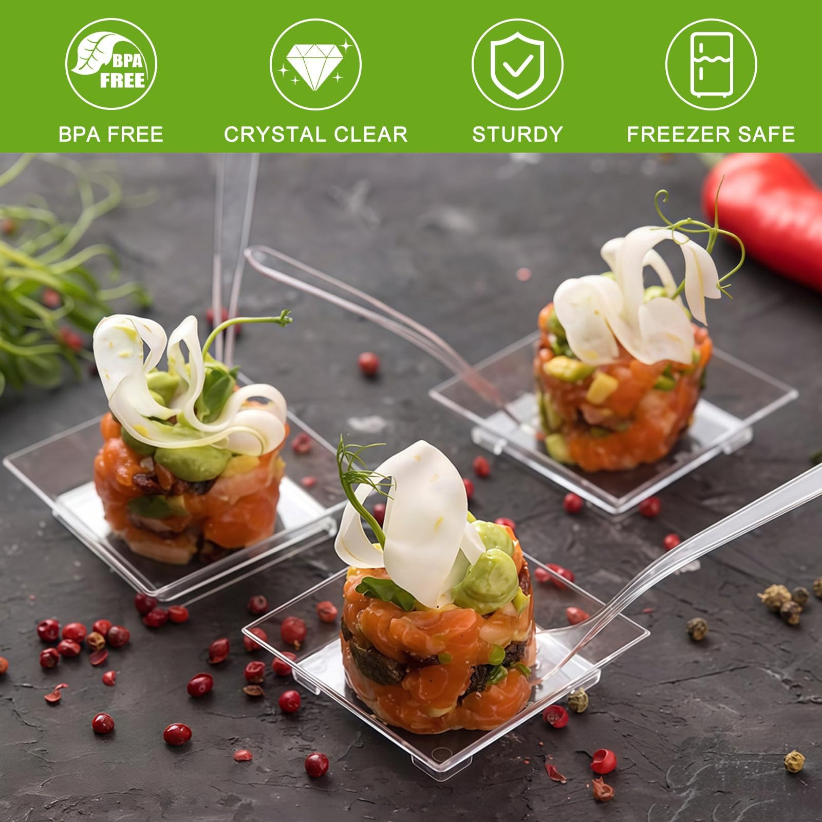 Zezzxu wedding reception clear plates elevate elegant dessert service.