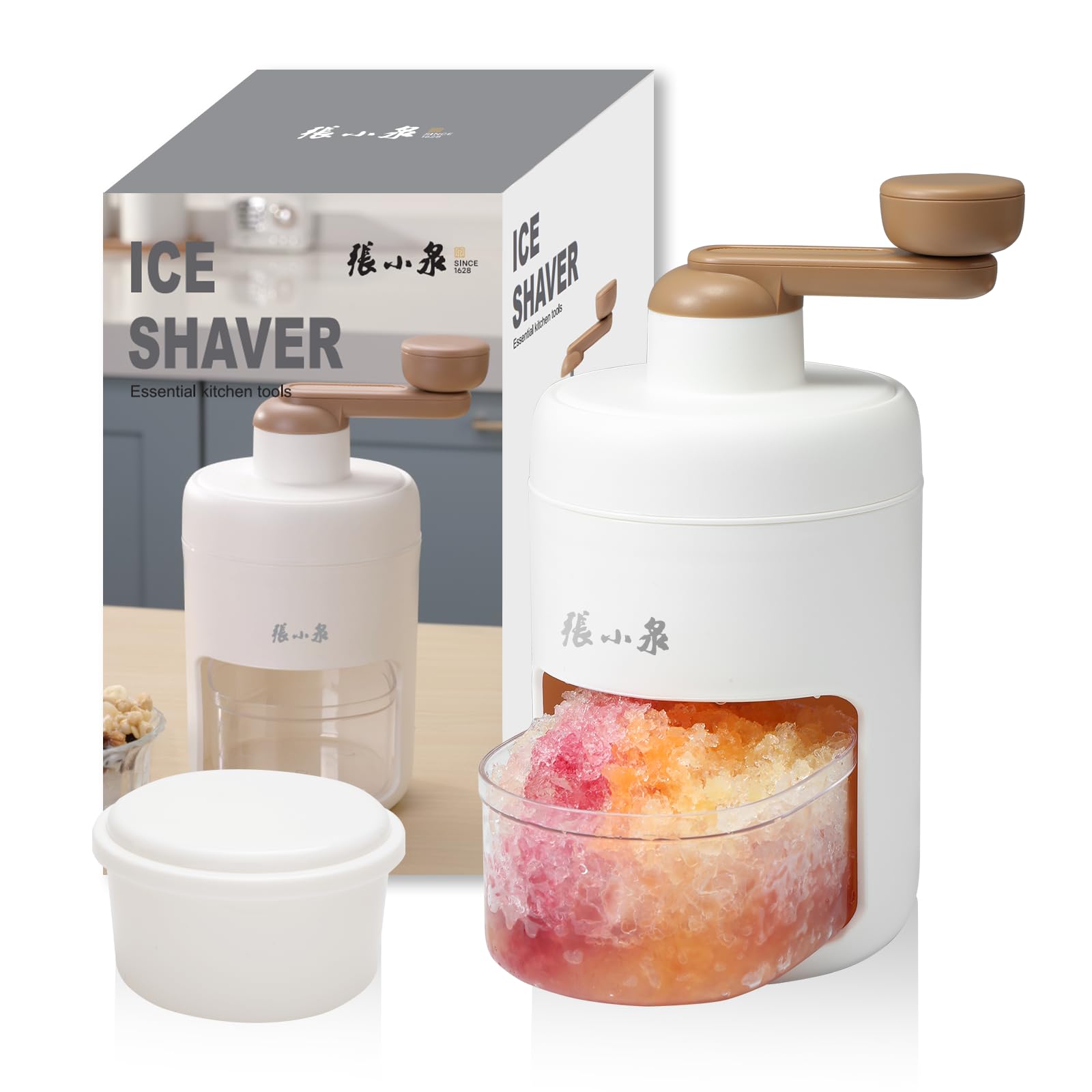ZHANG XIAO QUAN hand-cranked ice shaver yields fluffy shaved ice for desserts.