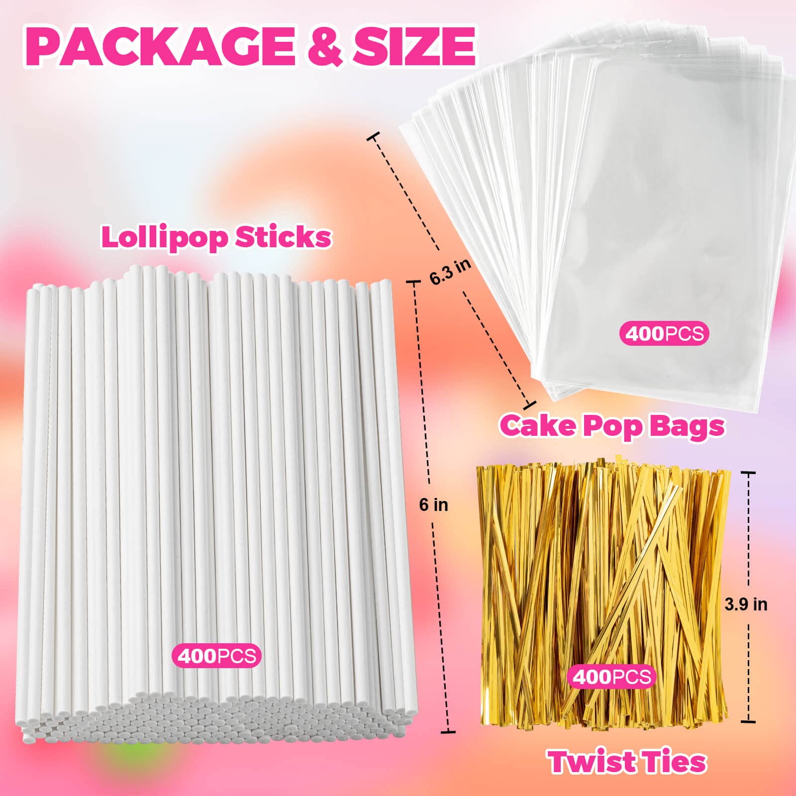 ZHBDMGK 6inch lollipop sticks closeup for quick candy pop assembly