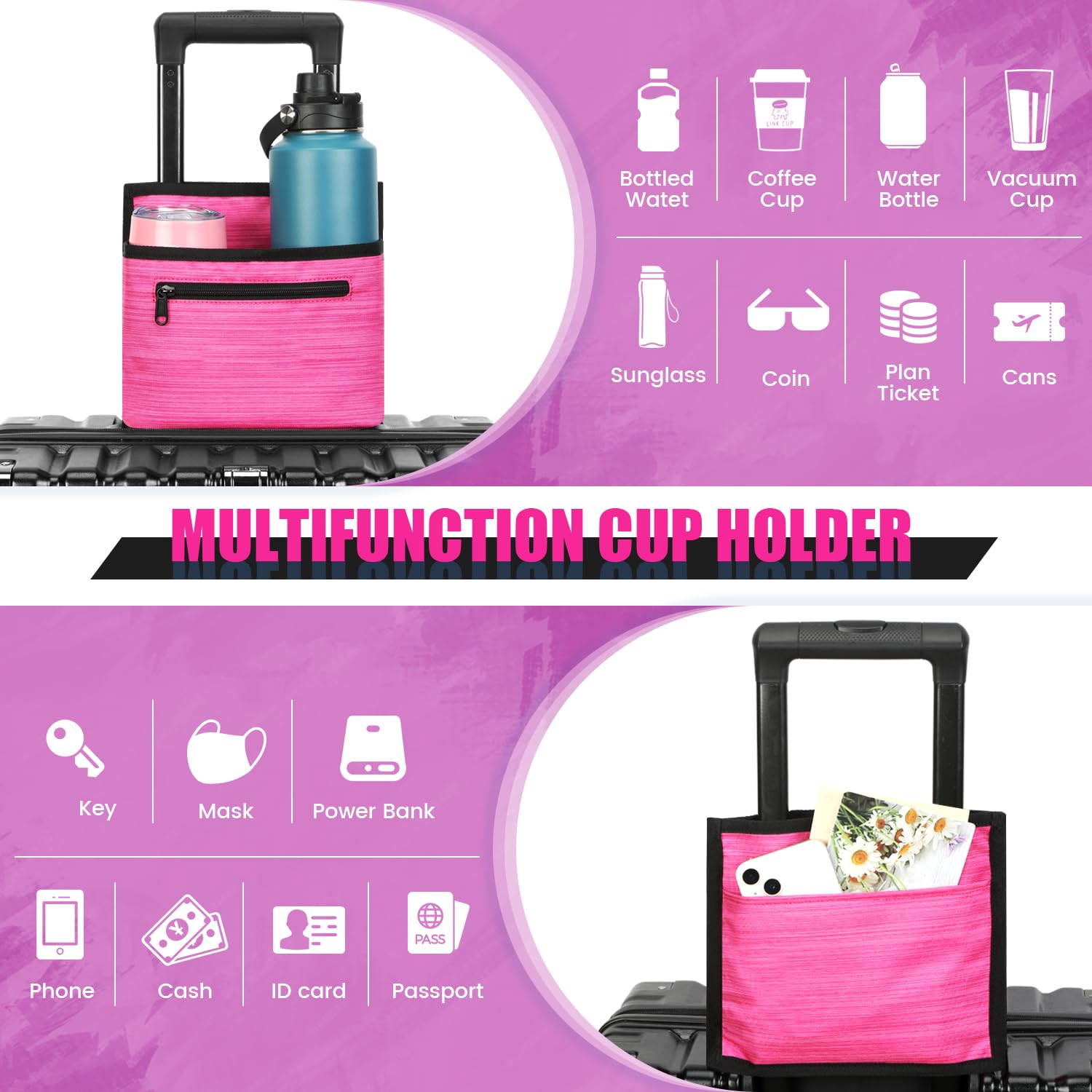 ZHCHG multi-pocket back pouch showing storage for iPad and travel essentials