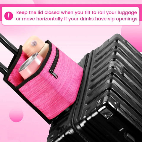 ZHCHG on-the-go coffee holder in use on luggage for easy access