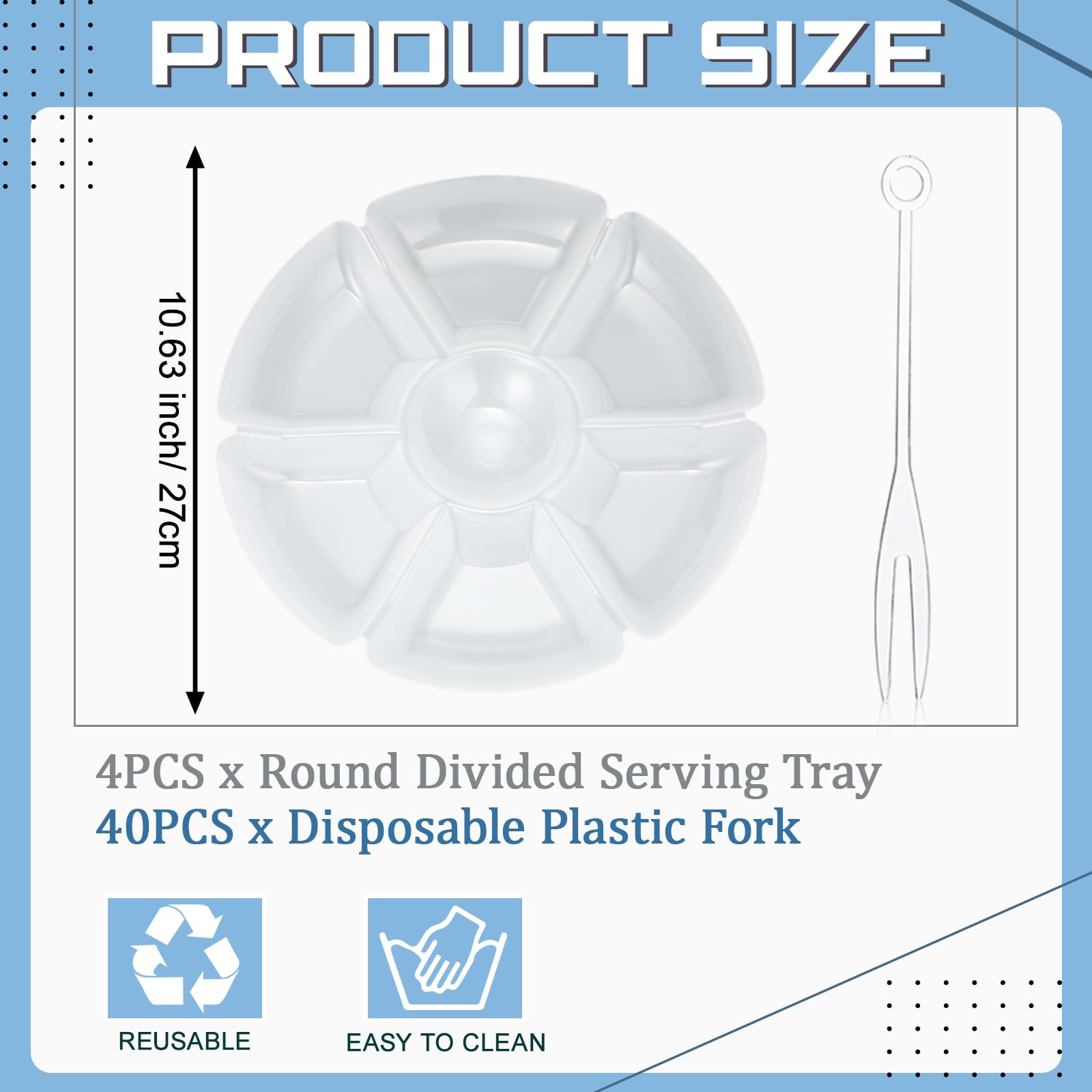 Zhehao 10.6-inch round divider plate shows clean, organized snacks.