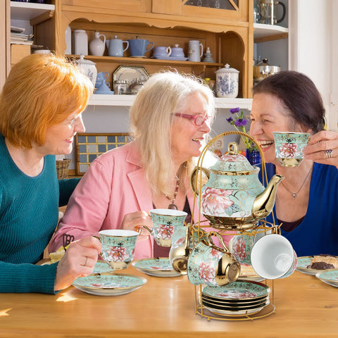 Zhehao full 20-piece porcelain tea set shown in home setting