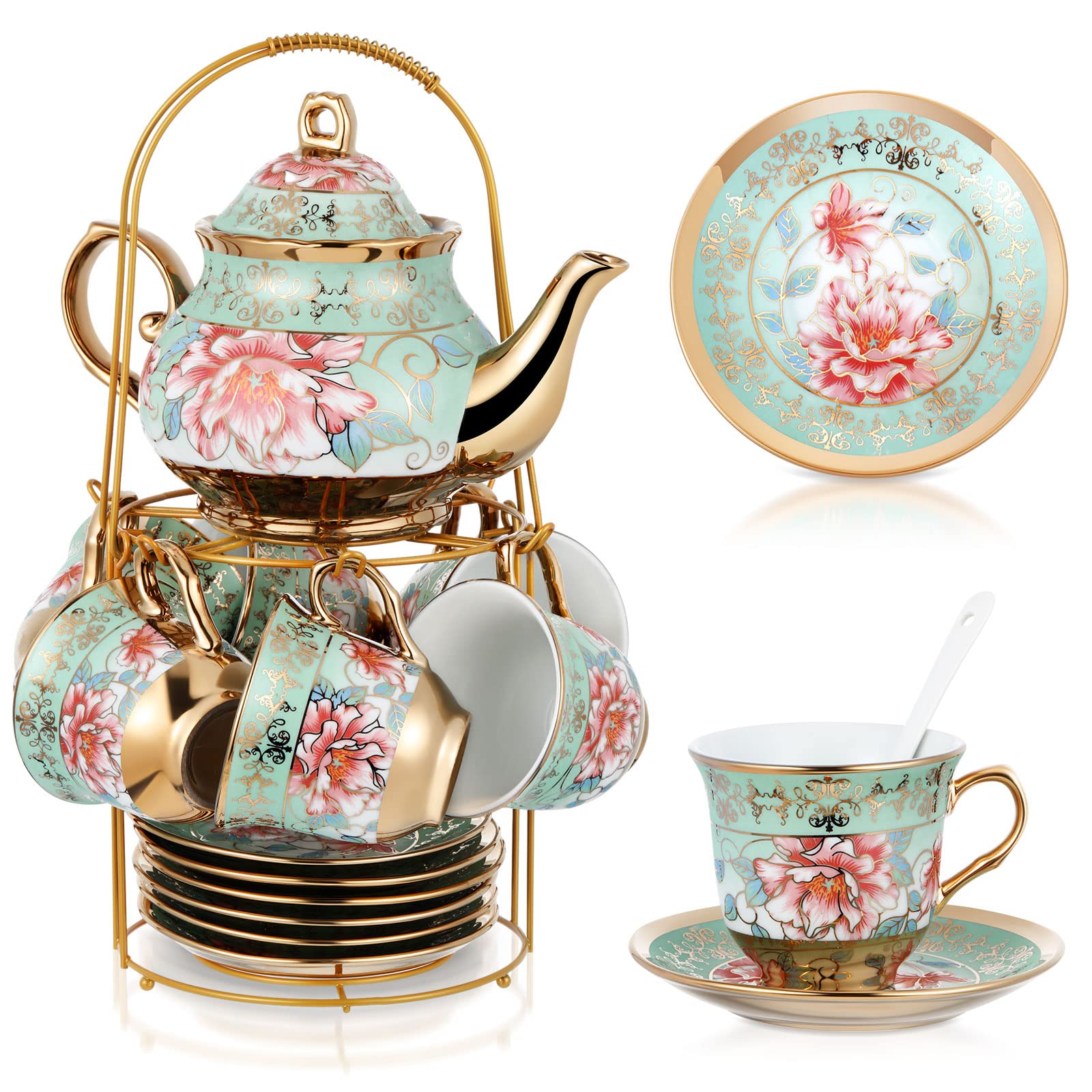 Zhehao teapot 700 ml with European flower pattern for elegant tea service