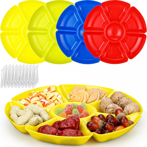 Zhehao 4 Pcs Round Divided Trays display neat snack partitions for gatherings