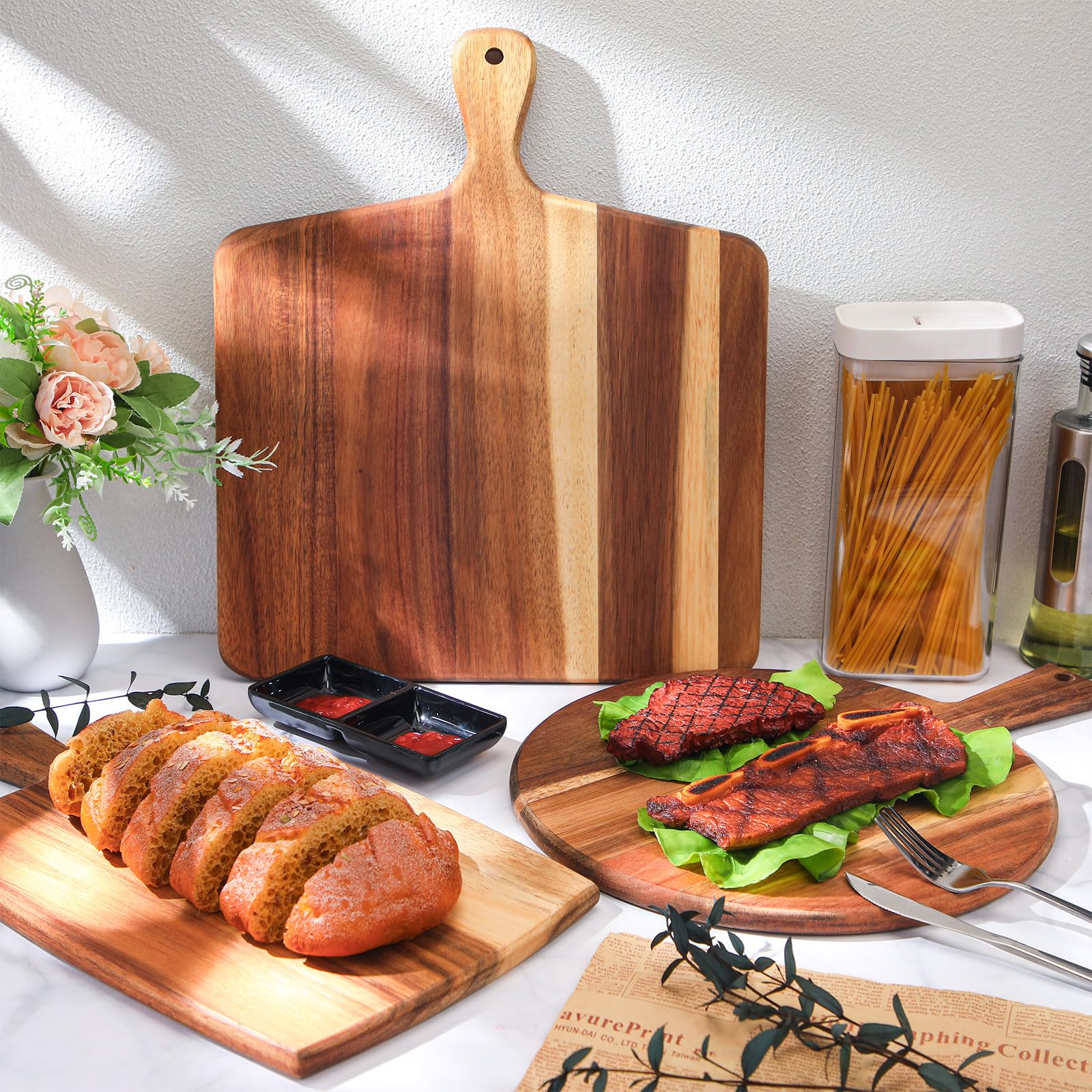 Zhehao acacia wood cutting board set, durable and multipurpose for kitchen