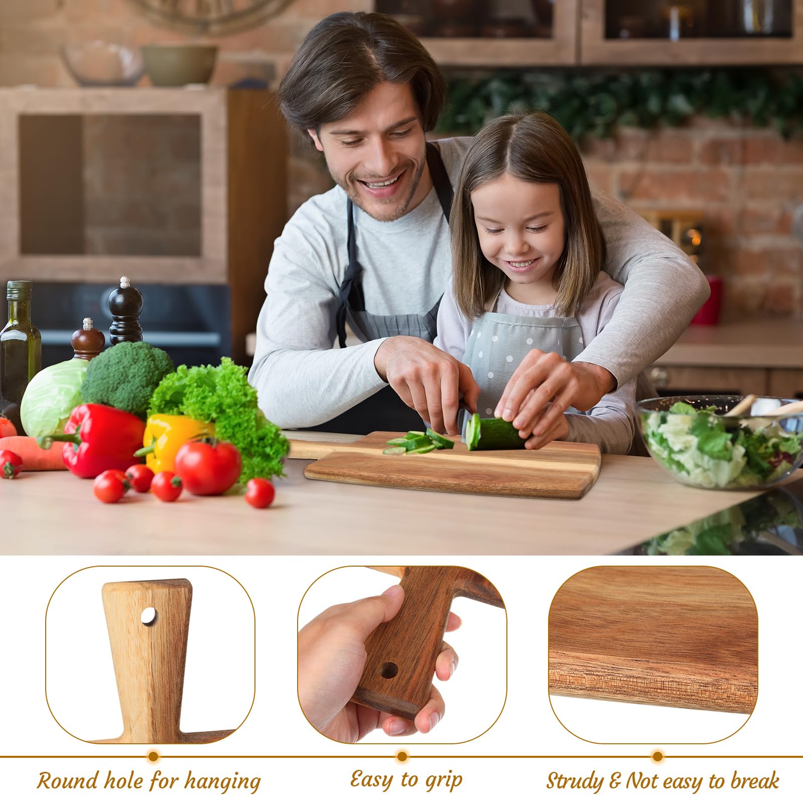 Zhehao acacia rectangular board with handle, perfect for chopping and serving