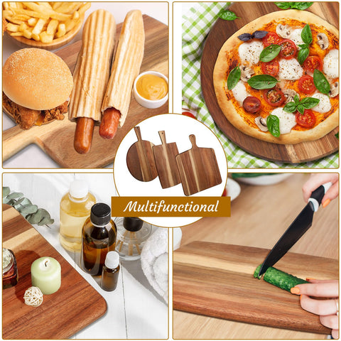 Zhehao acacia round board with handle, ideal for cheese and charcuterie