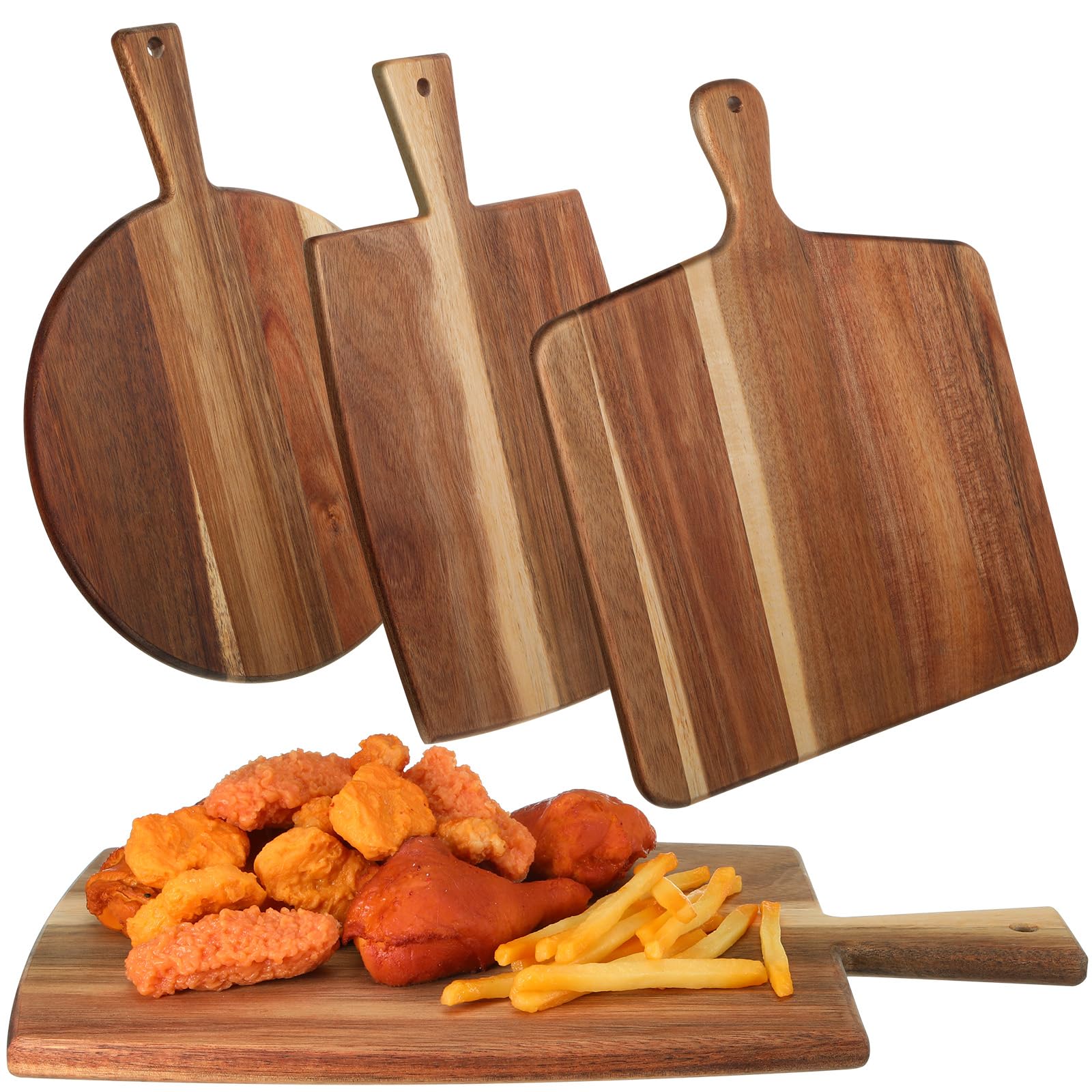 Zhehao acacia square cutting board with handle for easy transport and prep