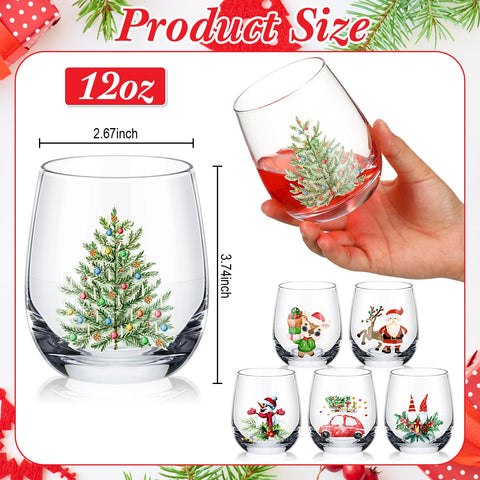 Zhehao Xmas style 2 stemless wine glass for cheerful toasts