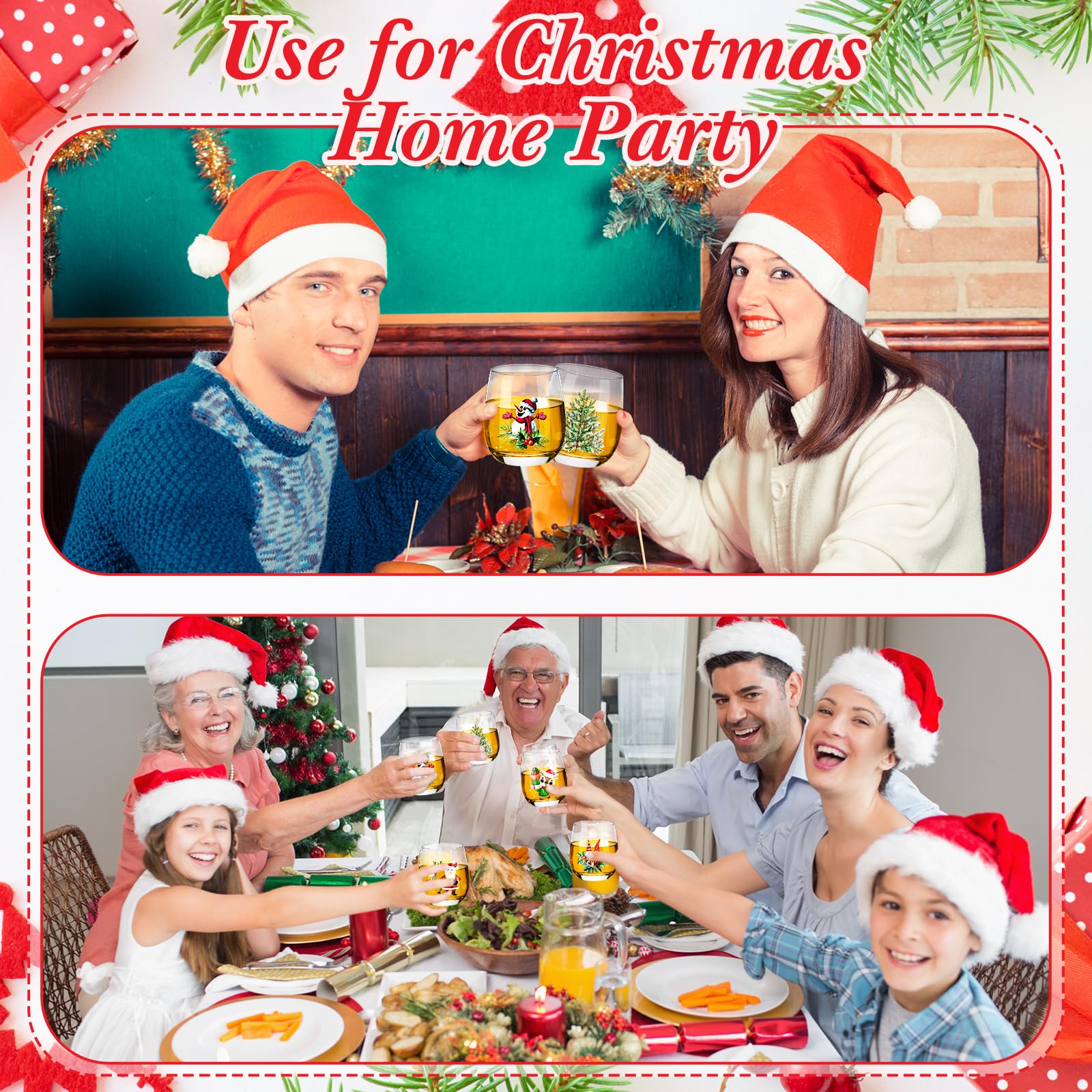 Zhehao Xmas style 6 stemless wine glass for stylish gatherings