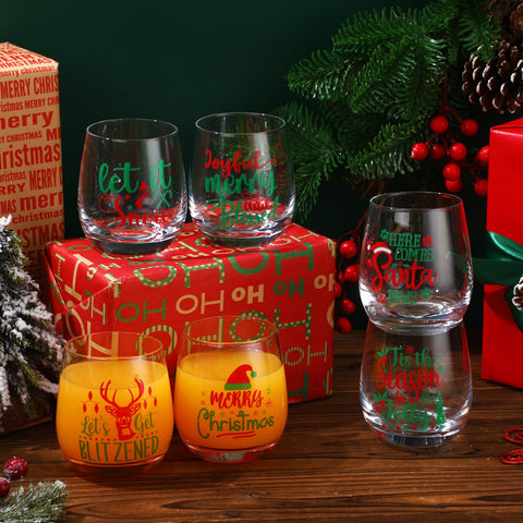 Zhehao Xmas style 7 stemless wine glass for cozy celebrations