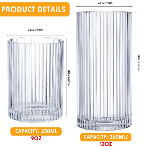 Zhehao tall ribbed highball glass ideal for cocktails and iced beverages