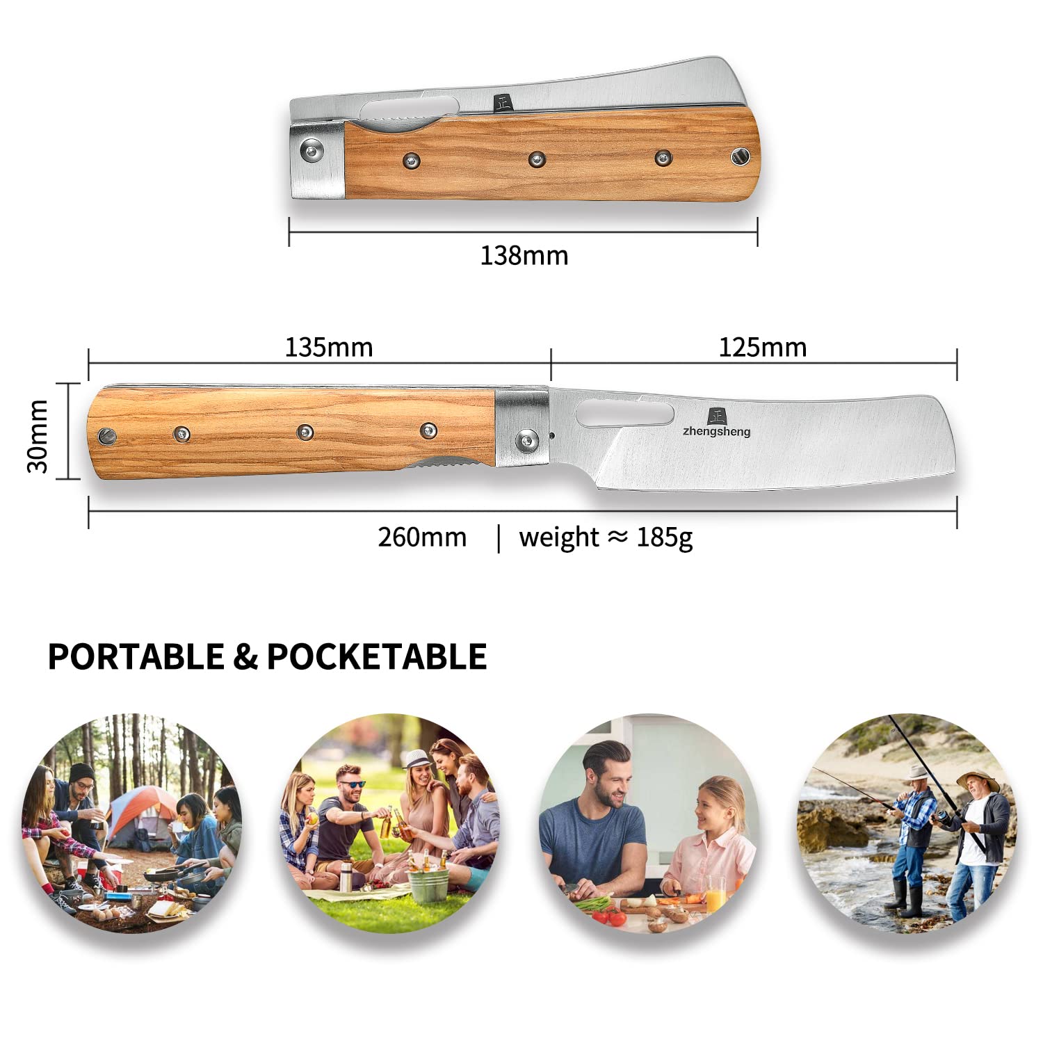 ZhengSheng outdoor kitchen use highlights versatile cutting for meats and vegetables.