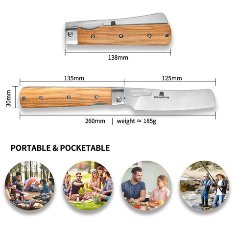 ZhengSheng outdoor kitchen use highlights versatile cutting for meats and vegetables.