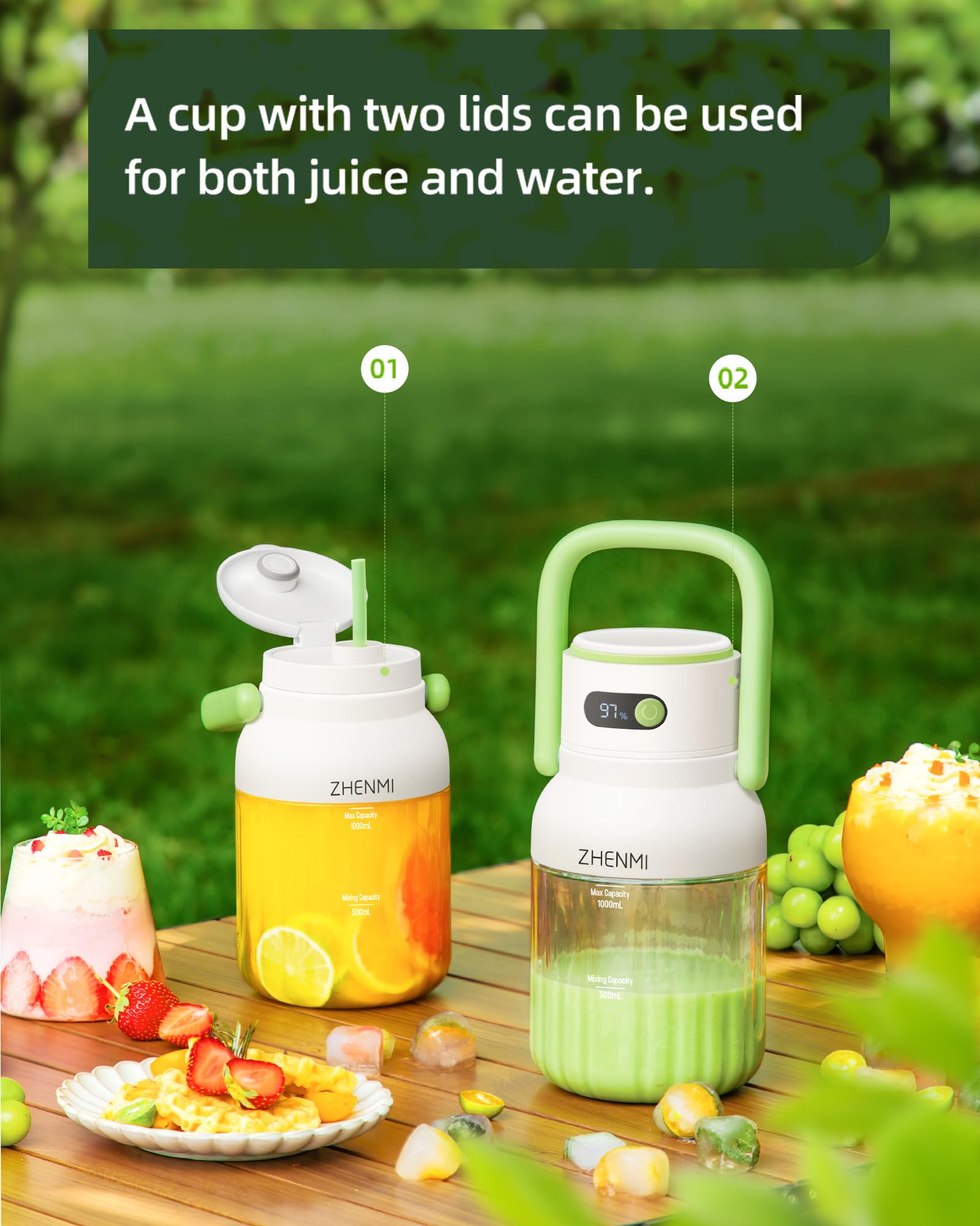 ZHENMI portable blender detachable vessel for simple cleaning after workouts