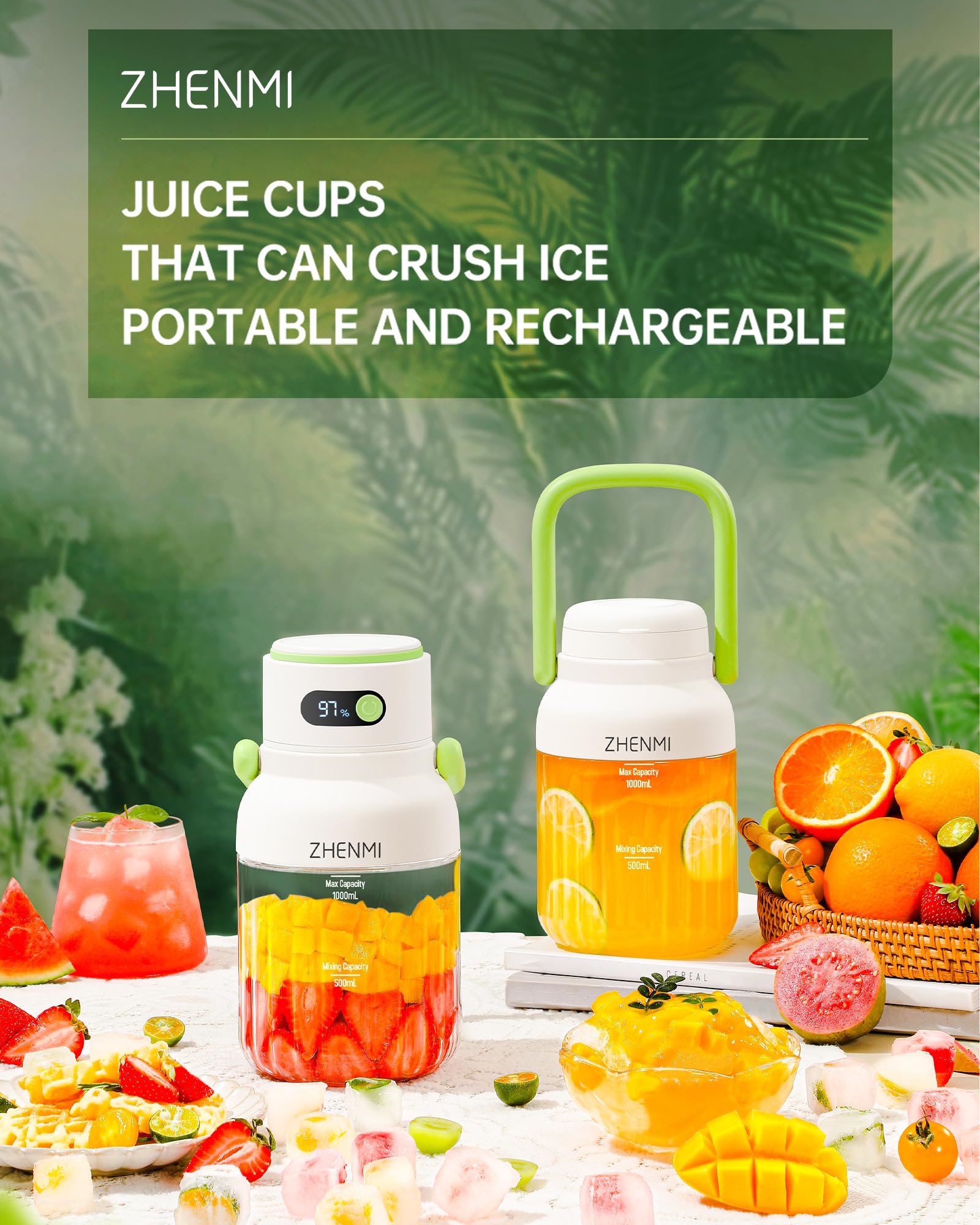 ZHENMI portable blender 33oz vessel highlights large capacity for daily servings