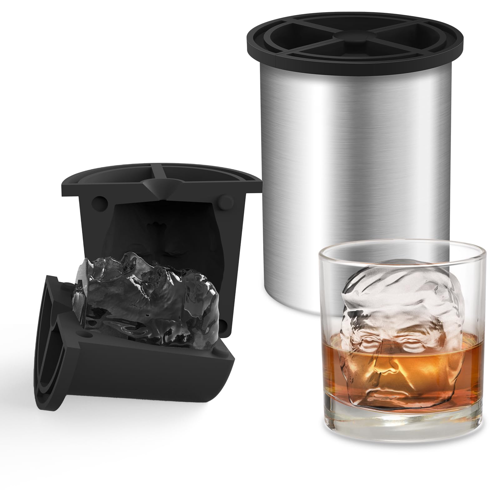 ZHITOP clear ice cube maker with 2-inch cubes for slow-melting whiskey
