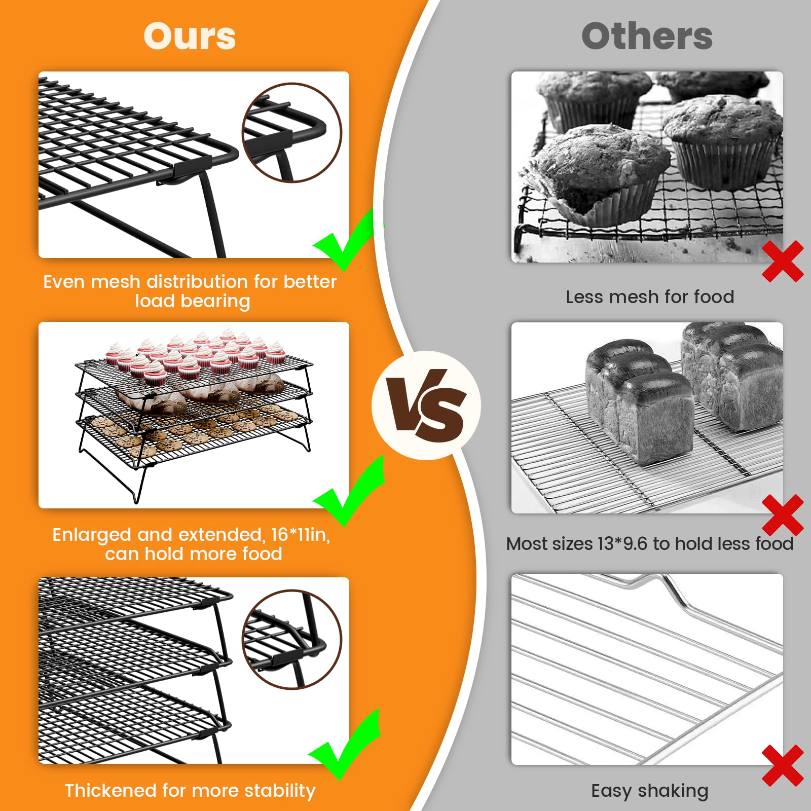 ZHIWUJIA cookie and bread cooling rack promotes even cooling