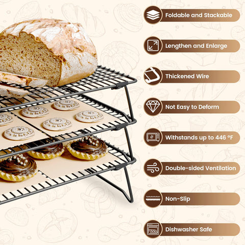 ZHIWUJIA large 17x11 cooling rack holds cookies and bread evenly