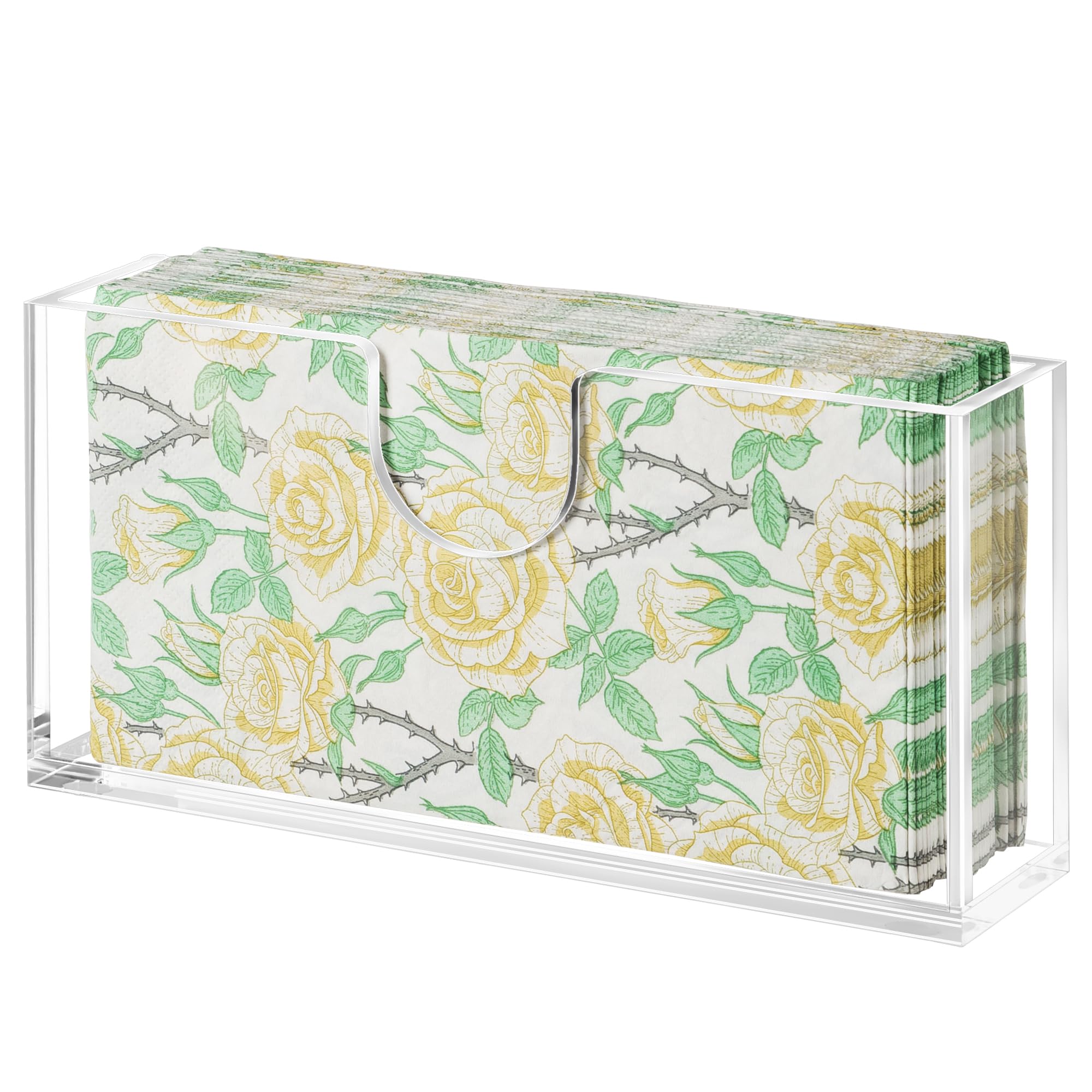 ZhiYo-Life clear acrylic napkin holder on table with a sleek, modern look for elegant dining.