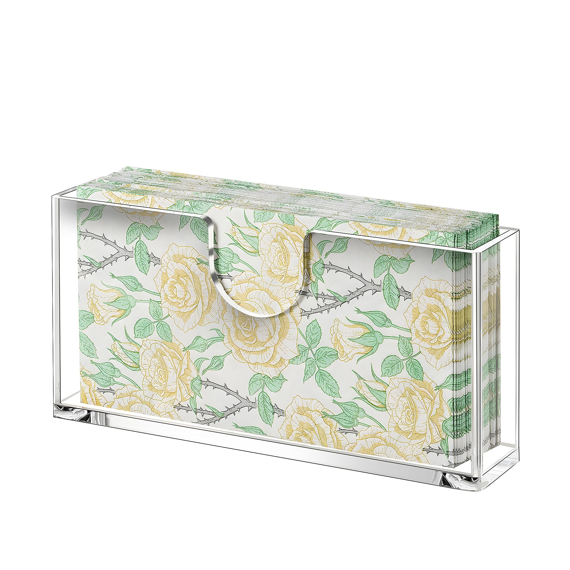 ZhiYo-Life clear acrylic napkin holder top view keeps napkins tidy on tables.