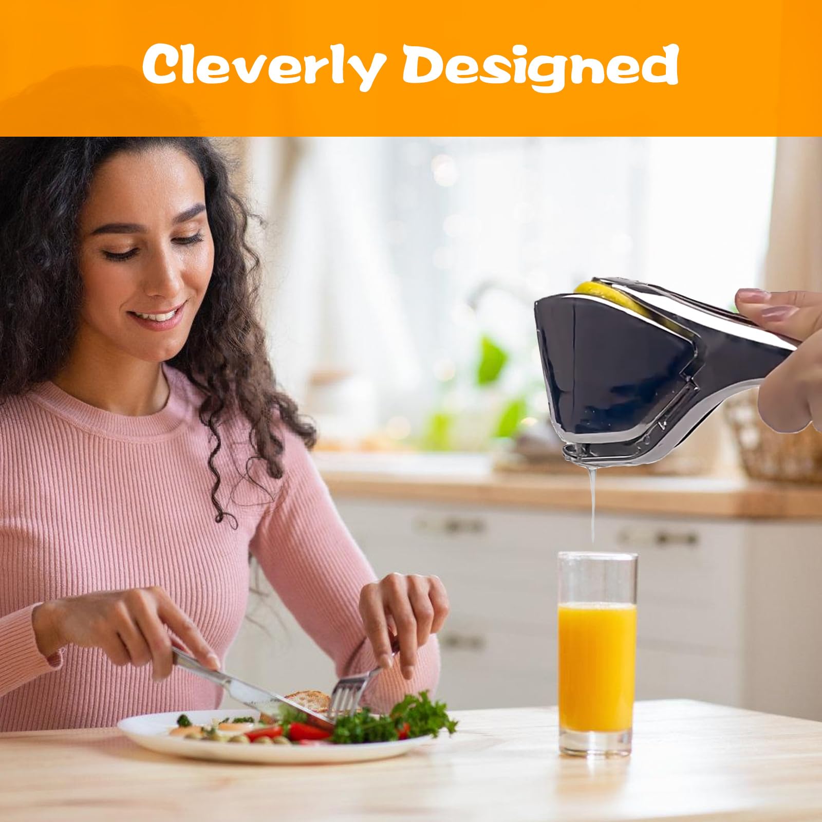 ZHIYUEJING handheld grip squeezer offers comfortable leverage during juicing.