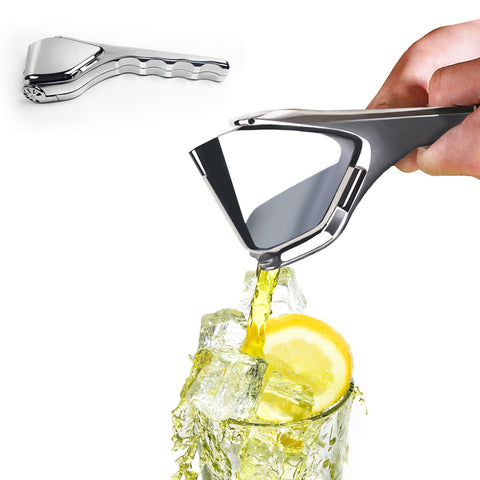 ZHIYUEJING lemon squeezer in stainless steel, compact design for easy storage and quick juicing.