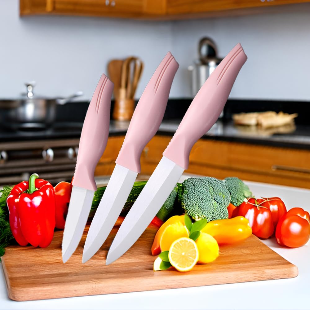 Zhiyun pink ceramic fruit knife 4-inch clean, smooth slicing
